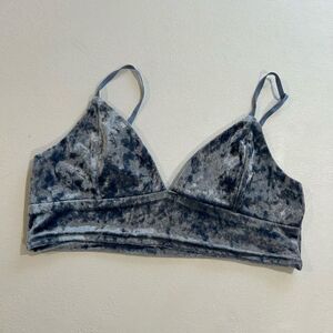 Iris Crushed Velvet Bralette Gray Blue Tie-Dye Style Size M